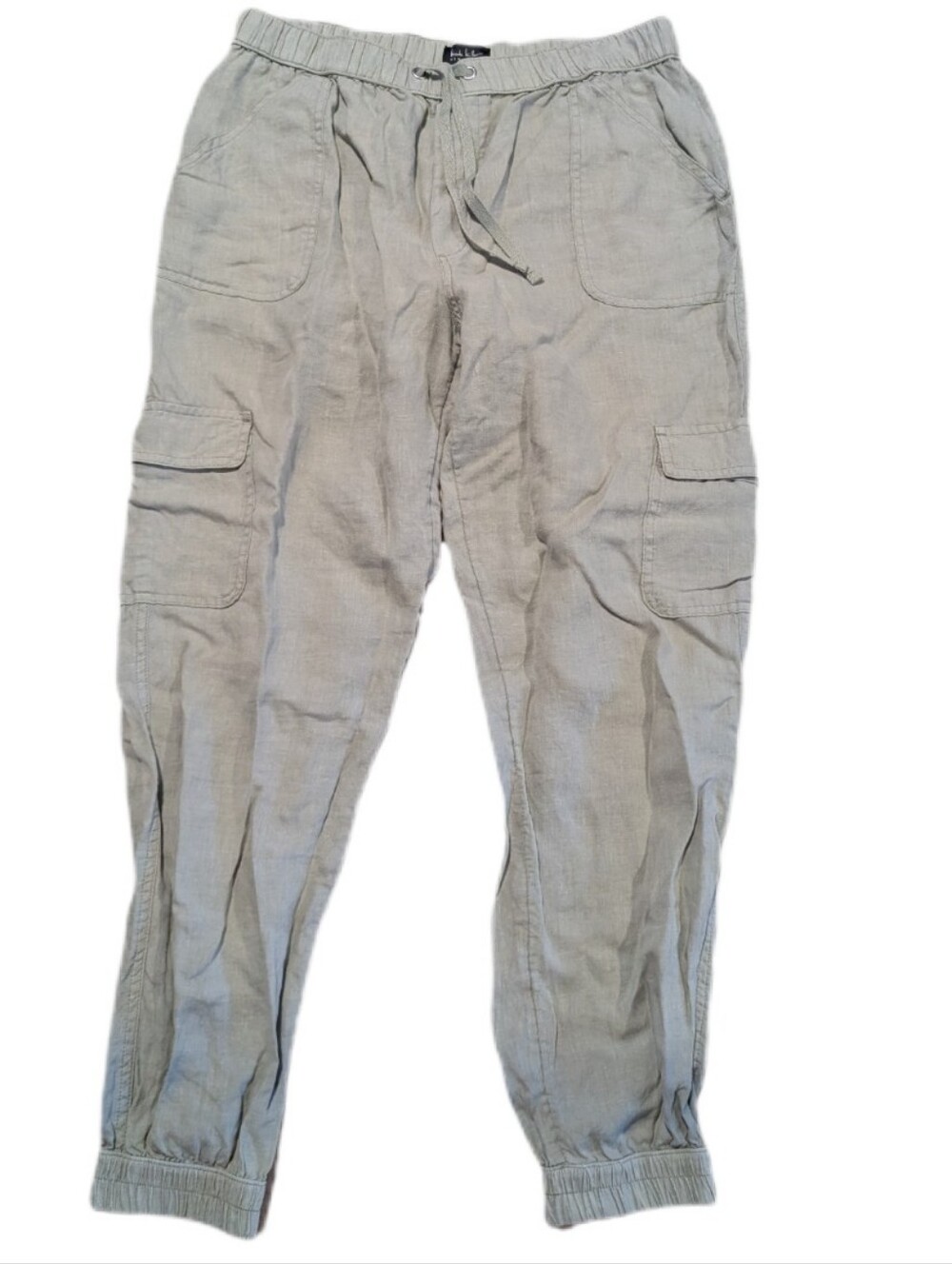 Nicole Miller Sage Green Linen Joggers Size L